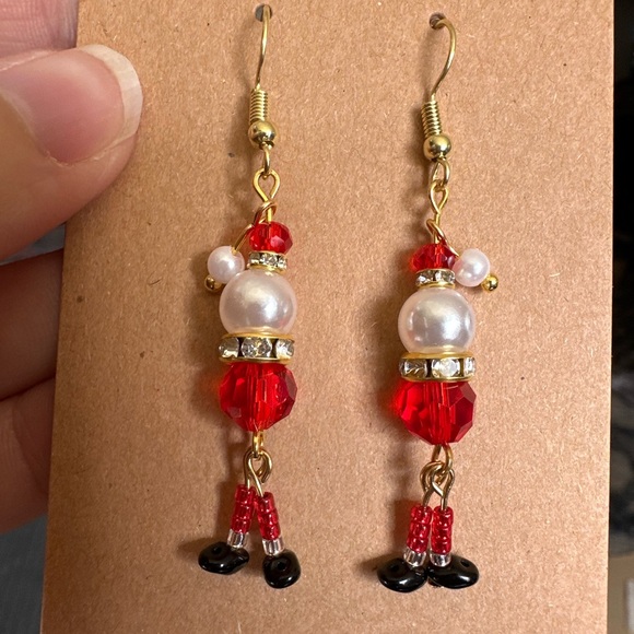Handcrafted Santa Dangle Earrings - Picture 4 of 4